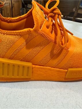adidas Bright Orange Knit Runner with Signature Three Stripes